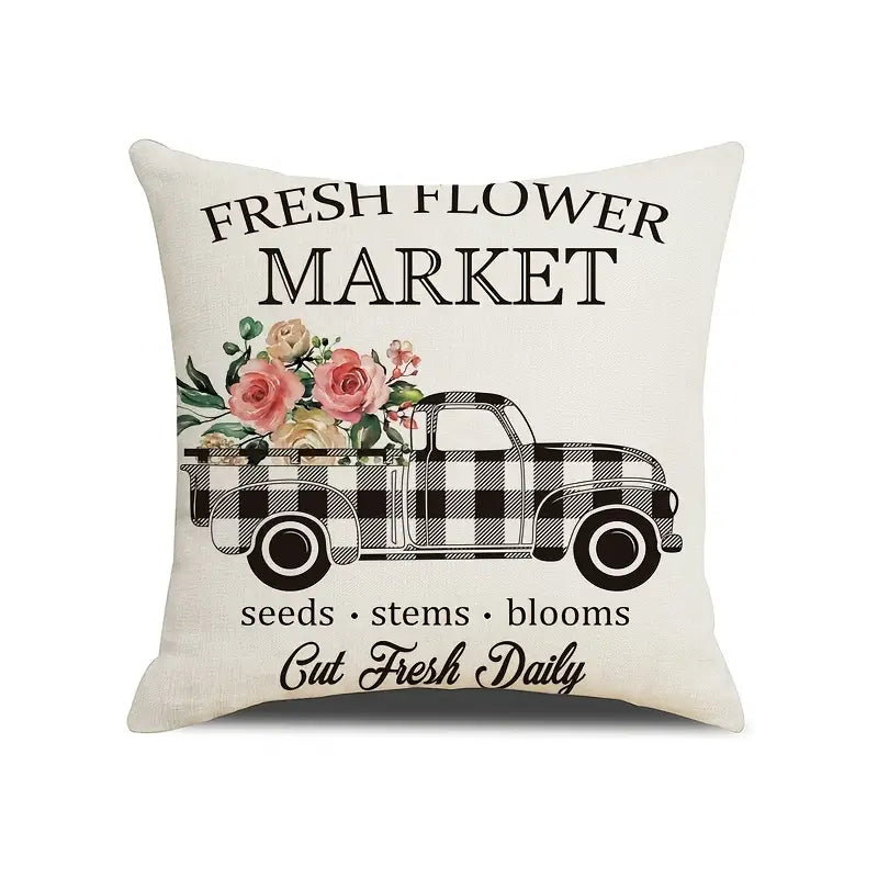 4pcs Floral Bloom Print Throw Pillow Cases for Decor