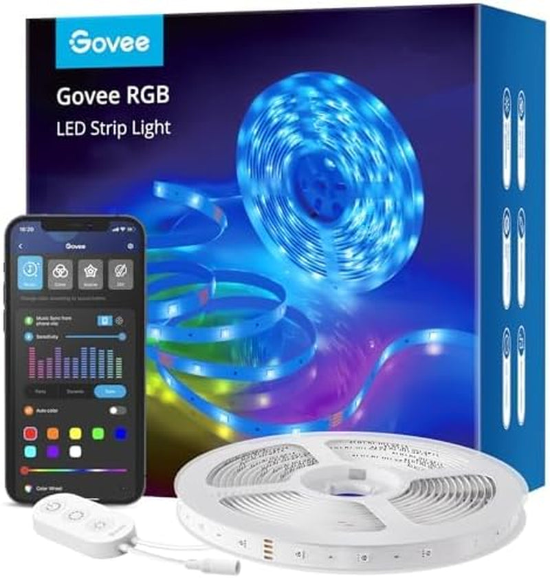 Smart RGB LED Strip Lights, 16.4Ft Wifi LED Strip Lighting Work with Alexa and Google Assistant, 16 Million Colors with App Control and Music Sync LED Lights for Bedroom, Home Decor