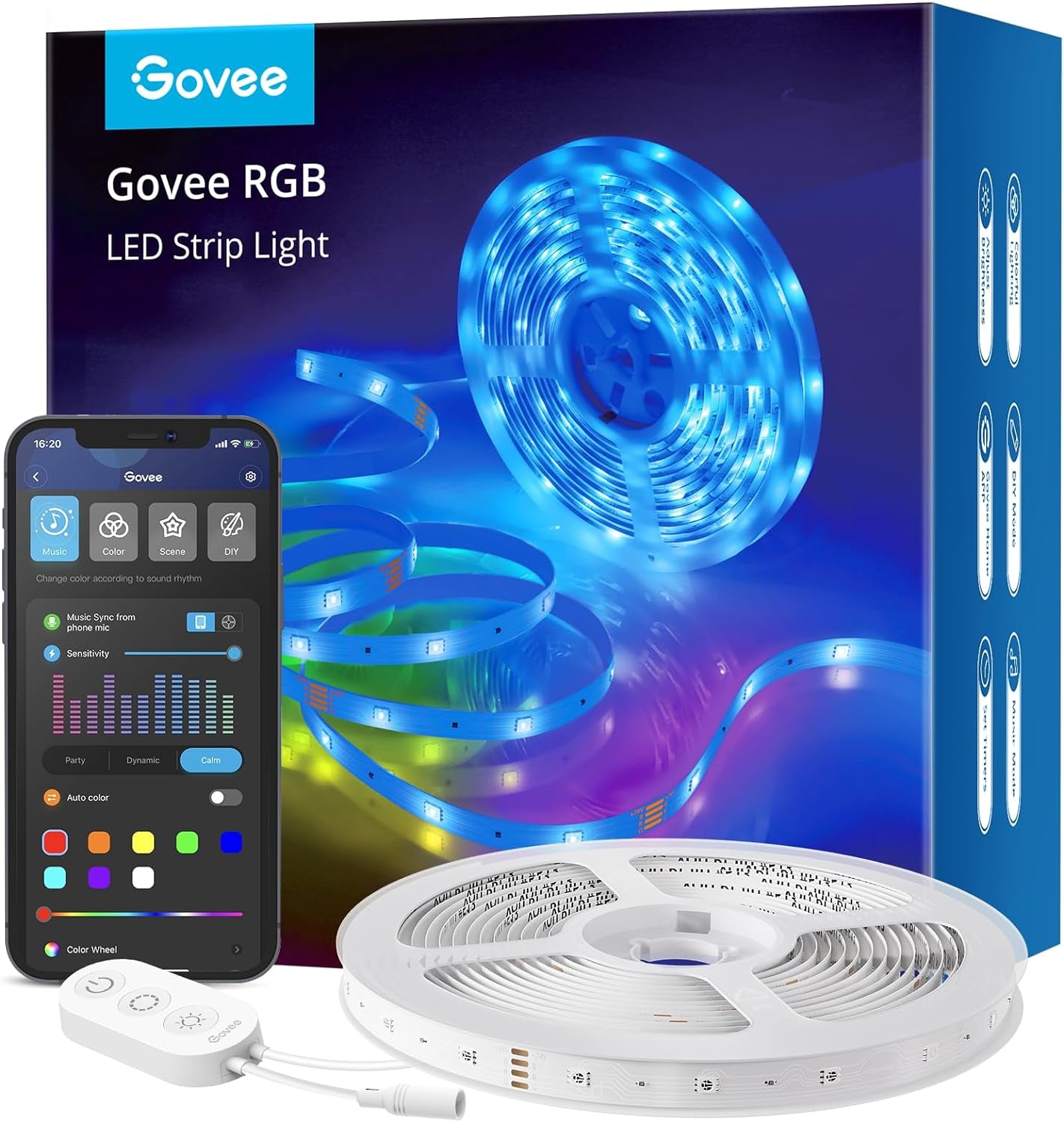 Smart RGB LED Strip Lights, 16.4Ft Wifi LED Strip Lighting Work with Alexa and Google Assistant, 16 Million Colors with App Control and Music Sync LED Lights for Bedroom, Home Decor