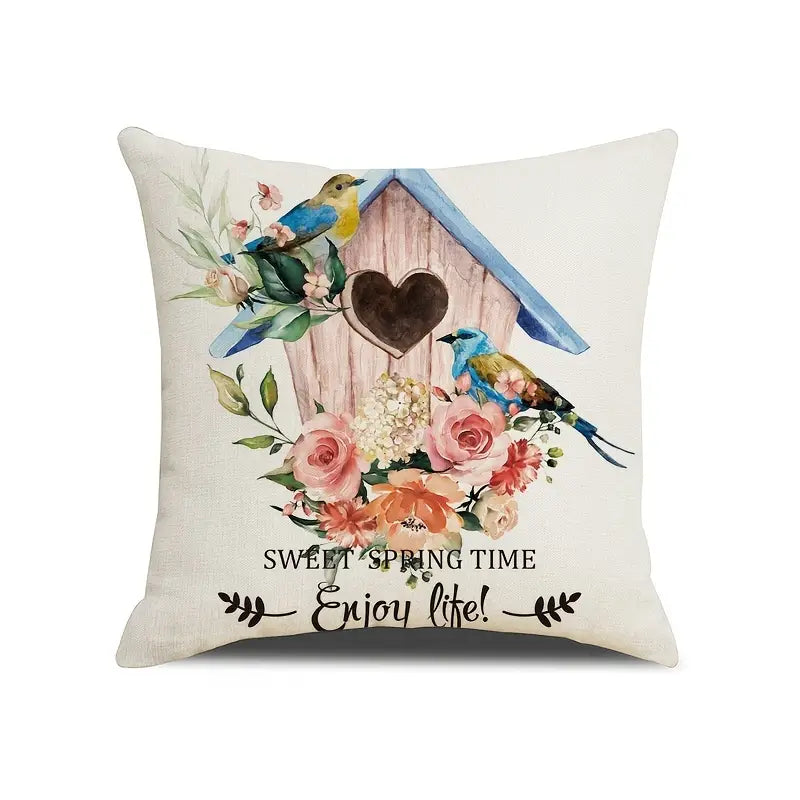 4pcs Floral Bloom Print Throw Pillow Cases for Decor