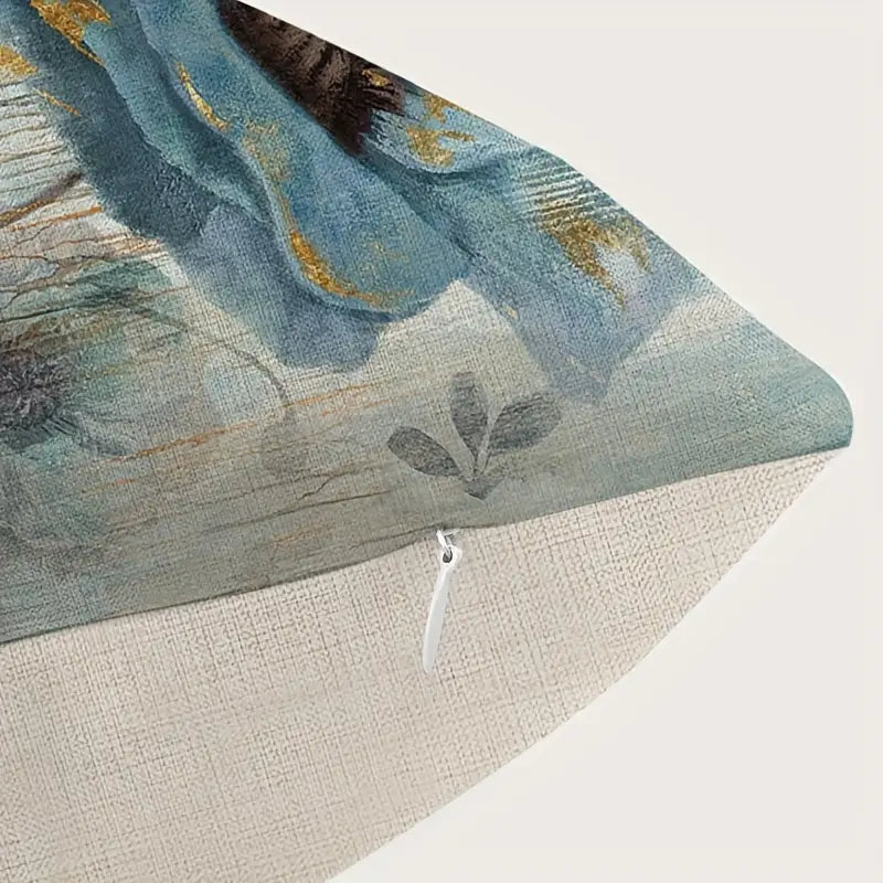 4pcs Floral Linen Throw Pillowcases for Sofa 17.7in
