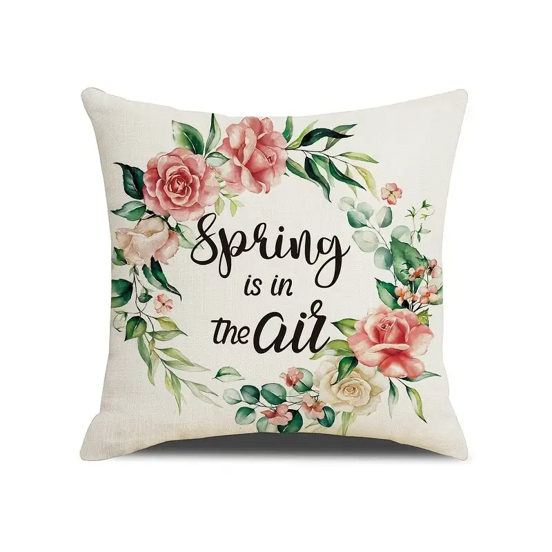 4pcs Floral Bloom Print Throw Pillow Cases for Decor
