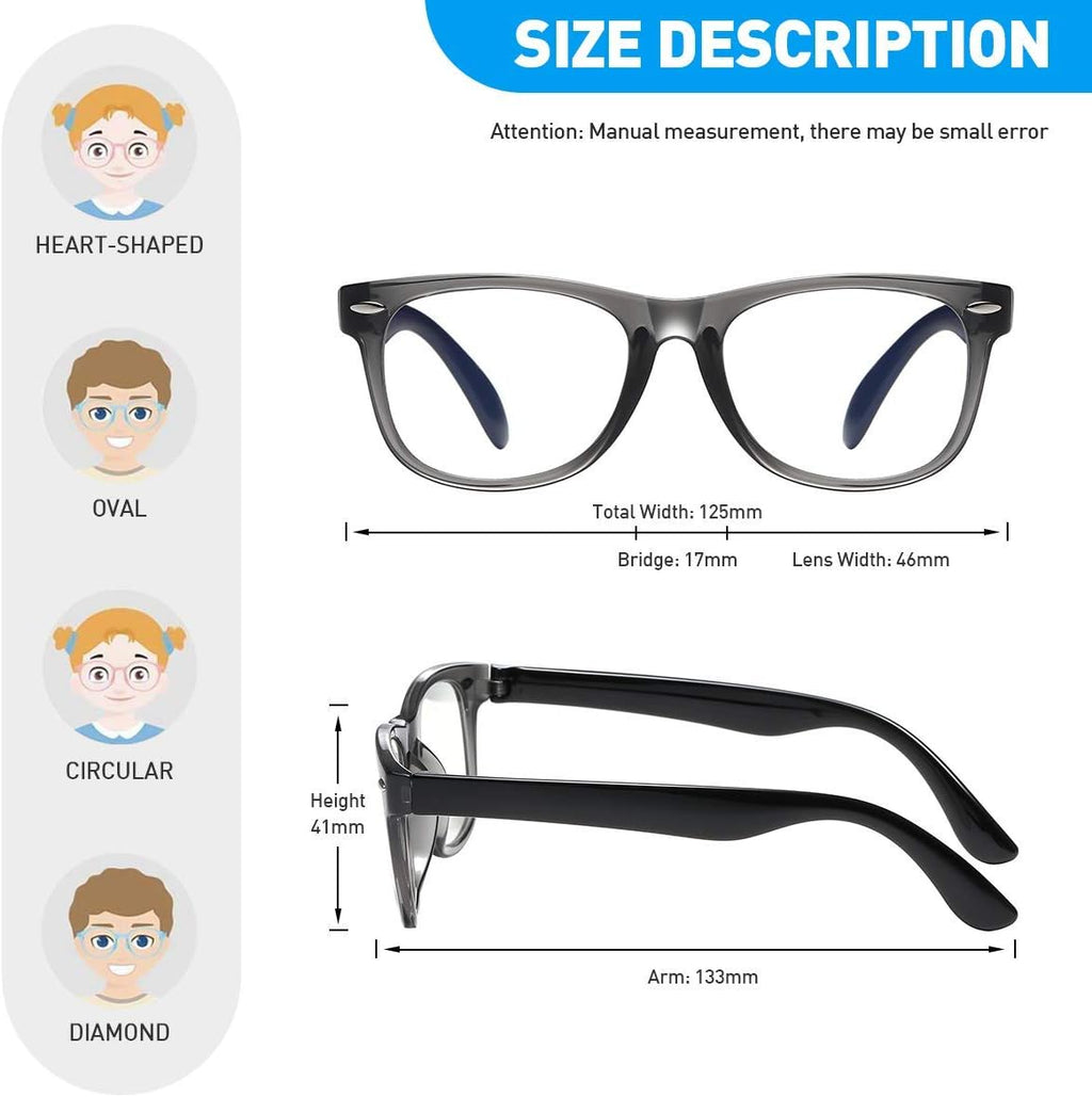 Kids Blue Light Blocking Glasses Girls Boys 2 Pack, Computer Video Gaming Glasses for Kids Girls Boys Age 3-9,Anti Blue Light & Headache (Transparent Black + Transparent Pink)