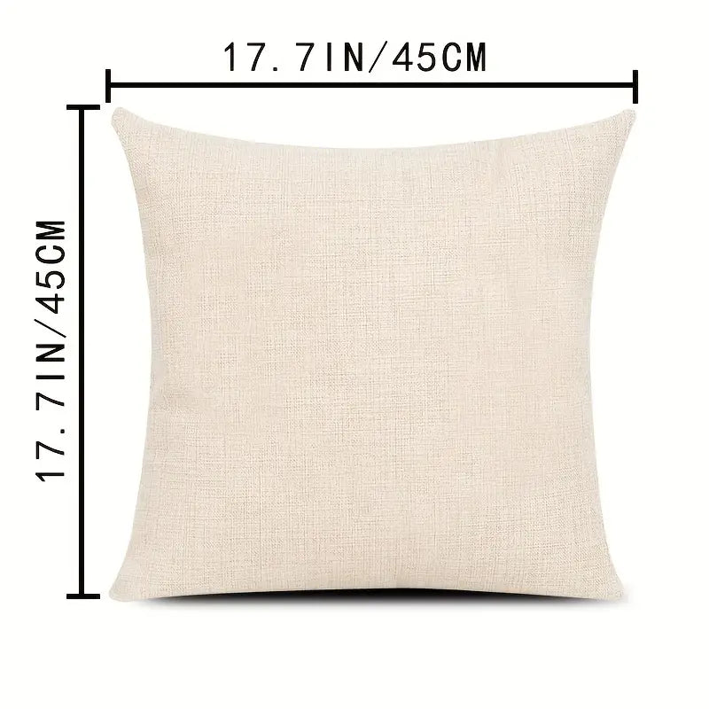 4pcs Floral Linen Throw Pillowcases for Sofa 17.7in