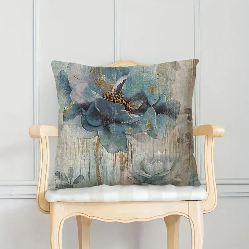 4pcs Floral Linen Throw Pillowcases for Sofa 17.7in